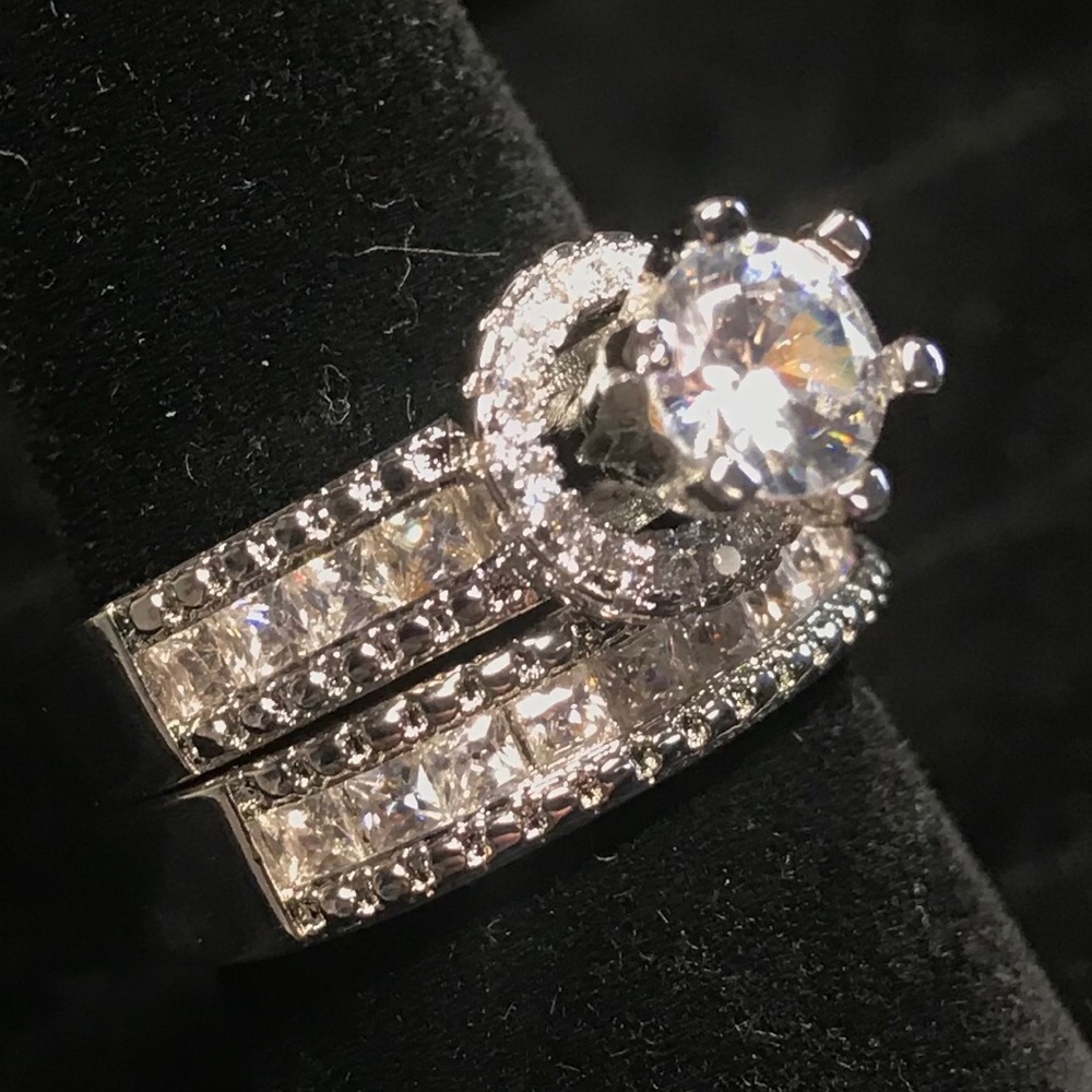 Sterling Silver “Diamond” Bridal Set